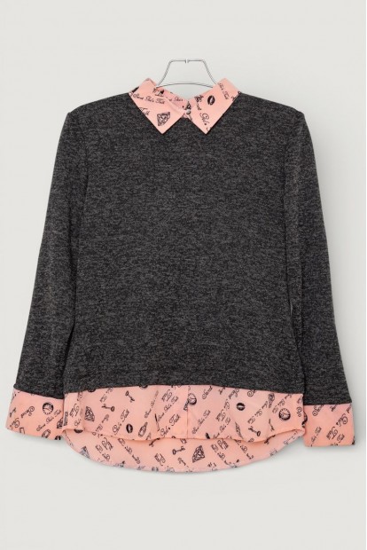 Блуза-обманка  -уцінка, колір сіро-персиковий, 230R542-5-U