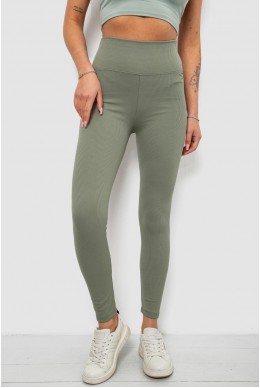 Лосини жіночі однотонні в рубчик, колір оливковий, 214R0009