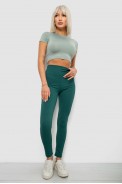 Лосини жіночі однотонні в рубчик, колір зелений, 214R0009 - фото № 1