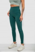 Лосини жіночі однотонні в рубчик, колір зелений, 214R0009 - фото № 2