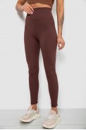 Лосини жіночі однотонні в рубчик, колір коричневий, 214R0009 оптом - фото № 2