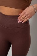 Лосини жіночі однотонні в рубчик, колір коричневий, 214R0009 оптом - фото № 4