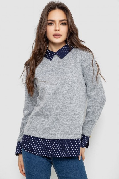 Блуза-обманка  -уцінка, колір світло-сірий, 230R542-9-U