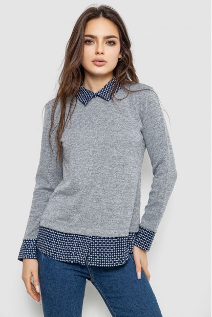 Блуза-обманка   -уценка, цвет светло-серый, 230R542-8-U