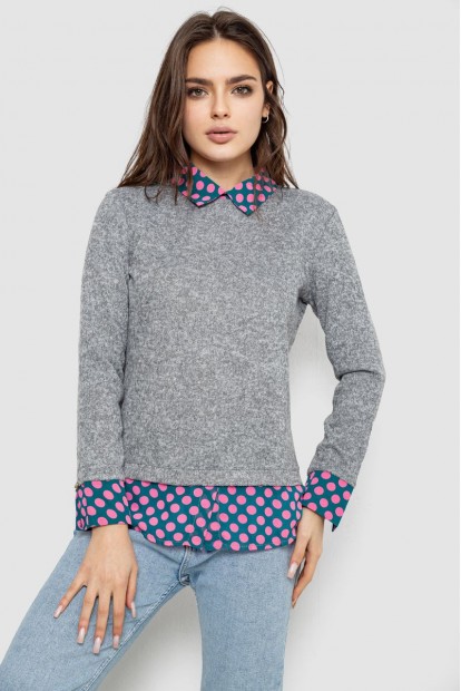 Блуза-обманка   -уценка, цвет серый, 230R542-12-U-1