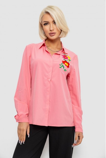 Сорочка жіноча класична з аплікацією, колір рожевий, 230R014-2
