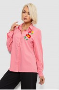Сорочка жіноча класична з аплікацією, колір рожевий, 230R014-2 оптом - фото № 2