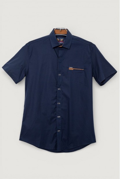 Чоловіча сорочка однотонна, колір темно-синій, 186R7008