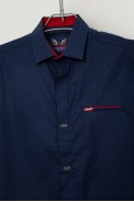 Мужская рубашка однотонная, цвет сине-красный, 186R7008 - фото № 1