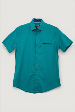 Мужская рубашка однотонная, цвет темно-зеленый, 186R7008