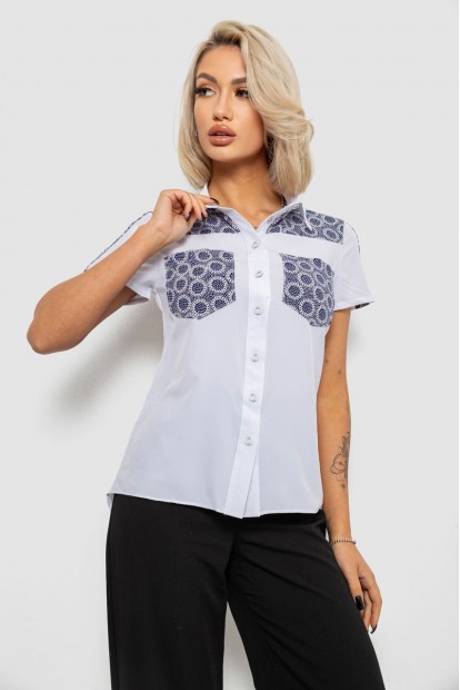 Сорочка класична з принтом  -уцінка, колір білий, 230R7214-1-U-6