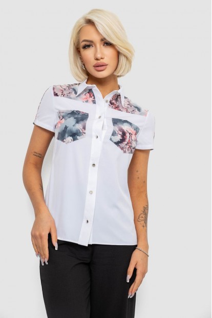 Сорочка класична з принтом  -уцінка, колір білий, 230R7211-2-U-13