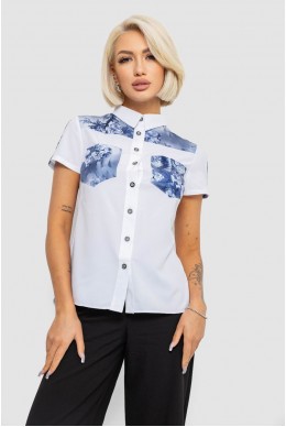 Сорочка класична з принтом  -уцінка, колір білий, 230R7211-1-U-6
