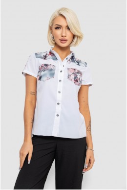 Сорочка класична з принтом  -уцінка, колір білий, 230R7211-U-18
