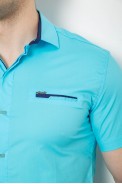 Мужская рубашка однотонная, цвет голубой, 186R7008 - фото № 4