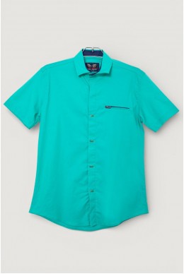 Чоловіча сорочка однотонна, колір зелений, 186R7008
