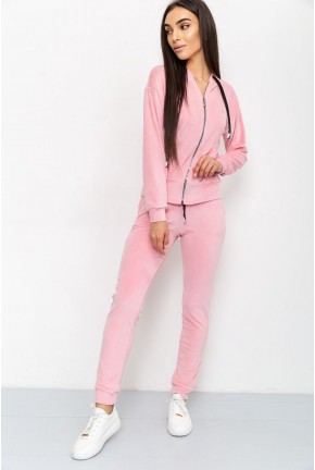 Спорт костюм женский велюровый, цвет розовый, 112R478
