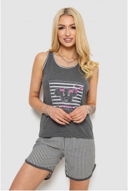 Пижама женская с принтом  -уценка, цвет серый, 243R1535-U