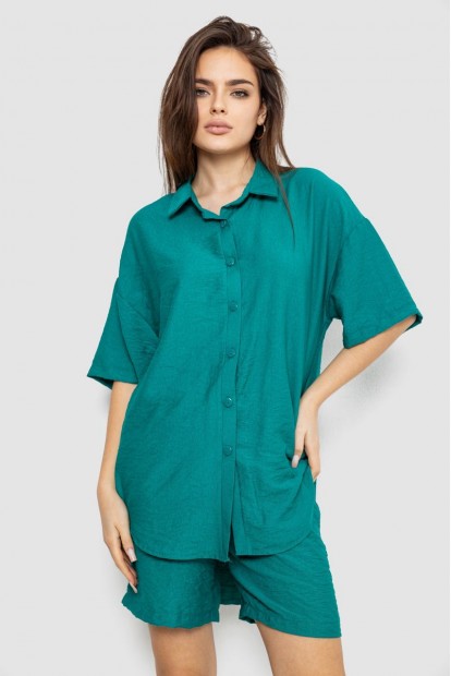 Костюм жіночий однотонний  -уцінка, колір смарагдовий, 119R0038-U-17
