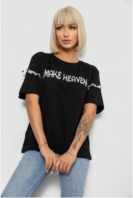 Футболка жіноча з принтом, колір чорний, 244R2351