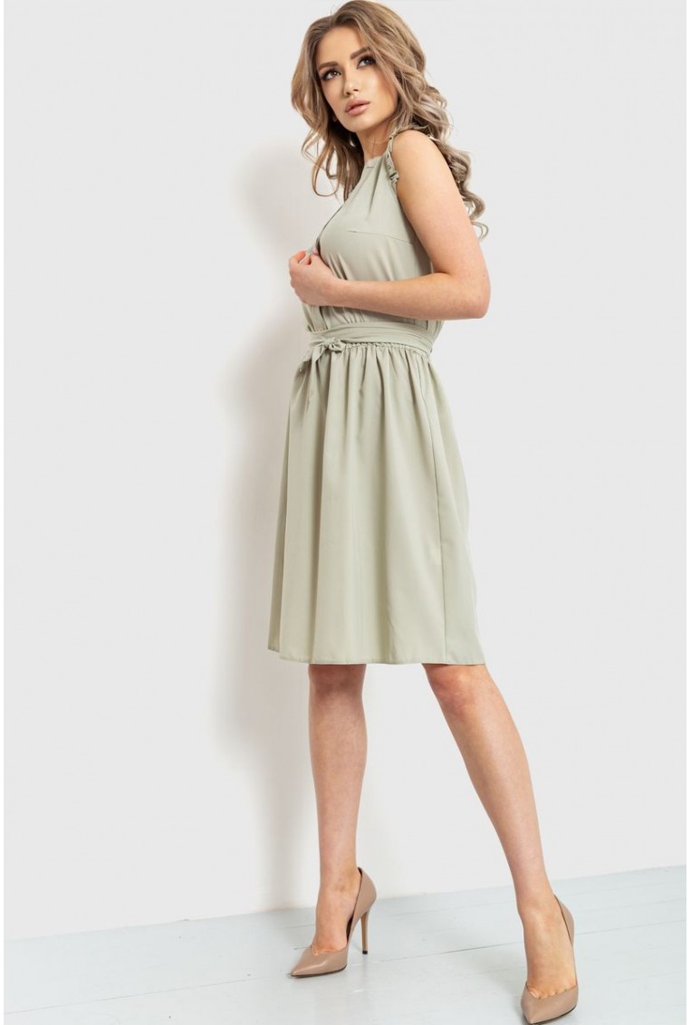 Купить Платье однотонное, цвет светло-оливковый, 230R007 - Фото №3