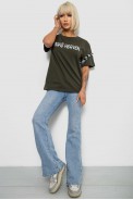 Футболка жіноча з принтом, колір хакі, 244R2351 - фото № 1