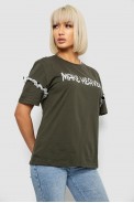 Футболка жіноча з принтом, колір хакі, 244R2351 - фото № 2