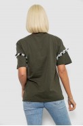 Футболка жіноча з принтом, колір хакі, 244R2351 - фото № 3