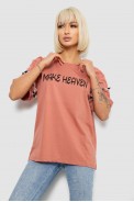 Футболка жіноча з принтом, колір пудровий, 244R2351 - фото № 0
