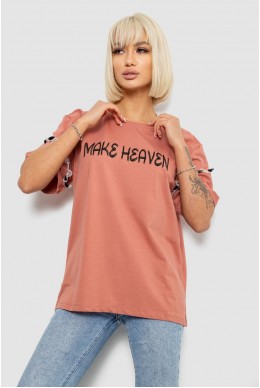 Футболка жіноча з принтом, колір пудровий, 244R2351