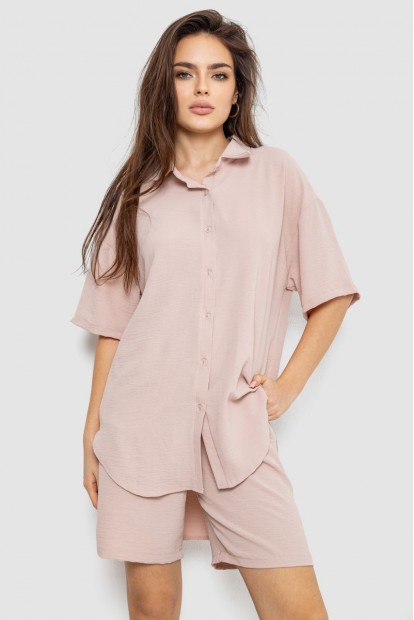 Костюм жіночий однотонний  -уцінка, колір пудровий, 119R0038-U-10