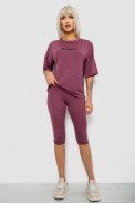 Костюм домашній жіночий з принтом, колір сливовий, 257R738-1 оптом - фото № 0
