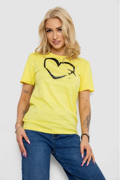 Футболка женская с принтом  -уценка, цвет желтый, 238R554-U-17