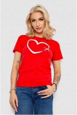 Футболка жіноча з принтом  -уцінка, колір червоний, 238R554-U-19