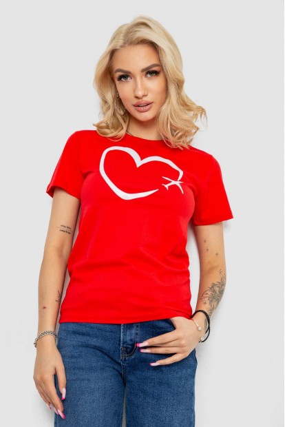 Футболка жіноча з принтом  -уцінка, колір червоний, 238R554-U-19
