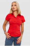 Сорочка жіноча однотонна  -уцінка, колір червоний, 230R068-1-U-339 - фото № 0