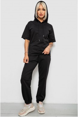 Костюм жіночий повсякденний однотонний, колір чорний, 221R103