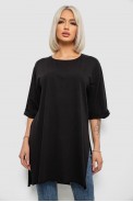 Футболка жіноча однотонна, колір чорний, 244R2024-5 - фото № 0