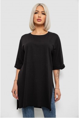 Футболка женская однотонная, цвет черный, 244R2024-5