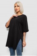Футболка жіноча однотонна, колір чорний, 244R2024-5 - фото № 2