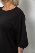 Футболка жіноча однотонна, колір чорний, 244R2024-5 - фото № 4