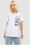 Футболка жіноча з принтом, колір білий, 244R2302-5 оптом - фото № 0