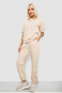 Костюм женский повседневный однотонный, цвет бежевый, 221R103 - фото № 2
