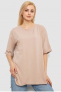 Футболка женская однотонная, цвет бежевый, 244R2024-5 - фото № 0
