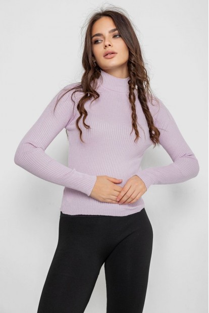 Водолазка жіноча в рубчик  -уцінка, колір світло-бузковий, 214R91306-U-34