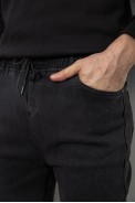 Джинси чоловічі на резинці утеплені  -уцінка, колір чорний, 244R665-U - фото № 4