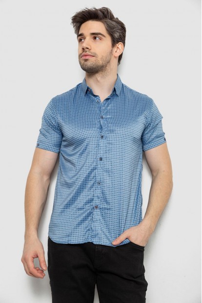 Рубашка мужская с принтом, цвет джинс, 186R6918