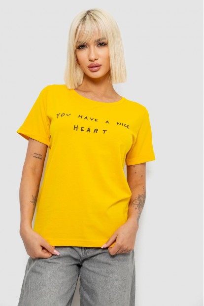 Футболка женская с принтом, цвет желтый, 244R2002