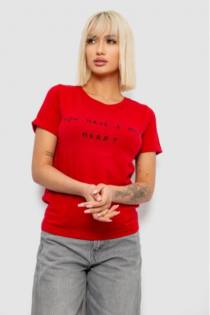 Футболка жіноча з принтом, колір червоний, 244R2002