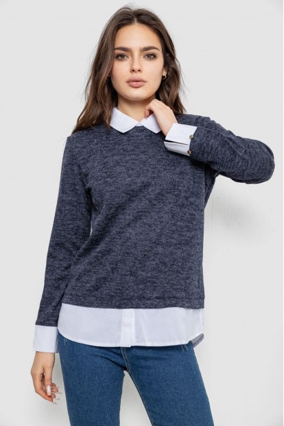 Блуза-обманка  -уцінка, колір синьо-білий, 230R542-U-5